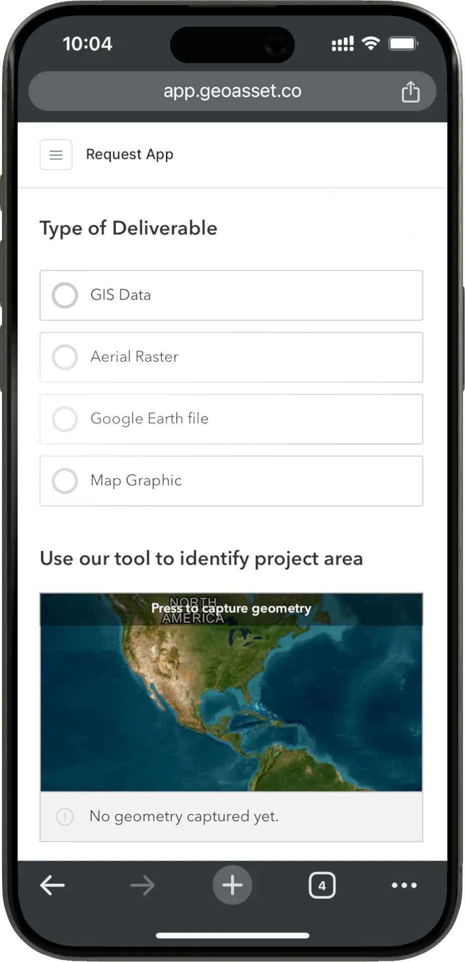 Request App Mockup showing mobile interface